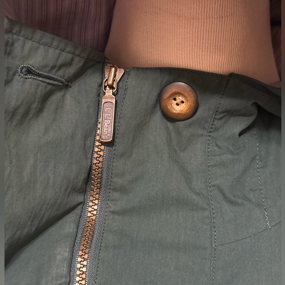 LL Bean Hooded Parka Rain Jacket Waterproof Green Lined Womens Vintage Size L - Picture 8 of 17